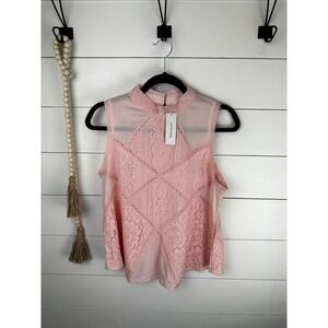 NWT Miami Francesca's Collection high neck baby pink shirt M